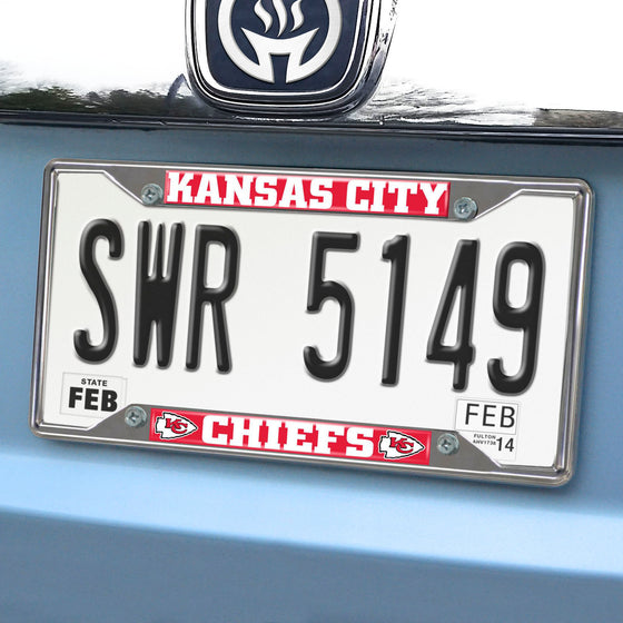 Kansas City Chiefs Chrome Metal License Plate Frame, 6.25in x 12.25in