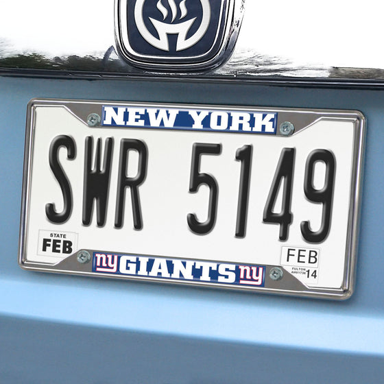 New York Giants Chrome Metal License Plate Frame, 6.25in x 12.25in