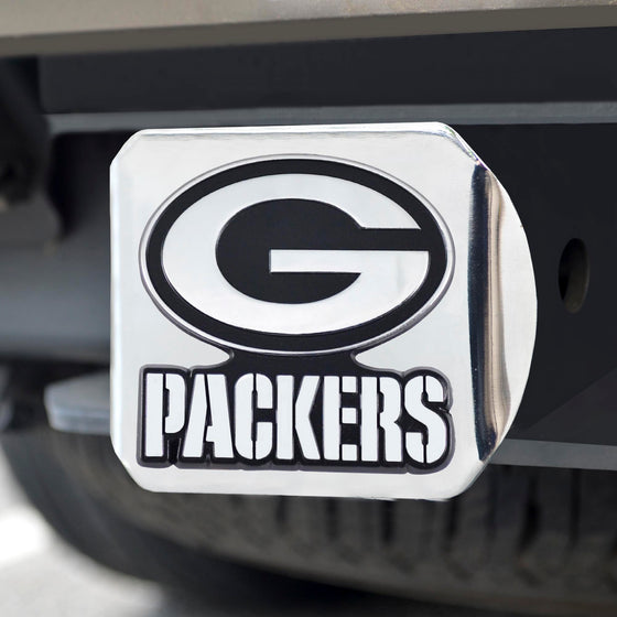 Green Bay Packers Chrome Metal Hitch Cover with Chrome Metal 3D Emblem