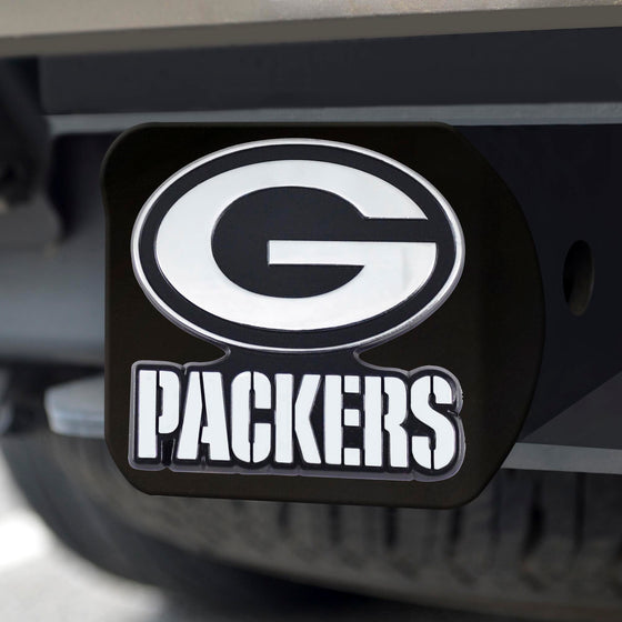 Green Bay Packers Black Metal Hitch Cover with Metal Chrome 3D Emblem