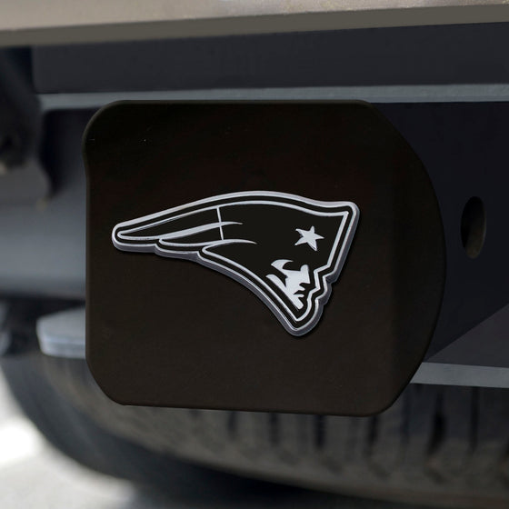 New England Patriots Black Metal Hitch Cover with Metal Chrome 3D Emblem