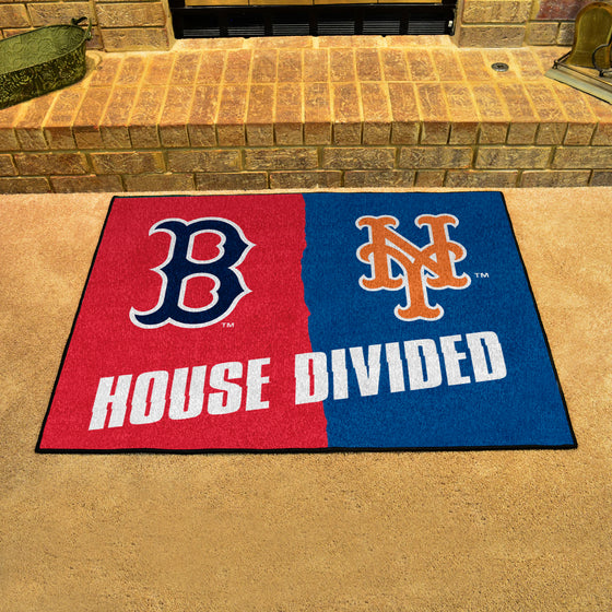MLB House Divided - Red Sox / Mets House Divided Rug - 34 in. x 42.5 in.