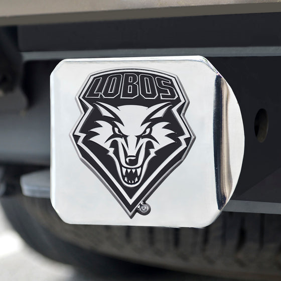 New Mexico Lobos Chrome Metal Hitch Cover with Chrome Metal 3D Emblem