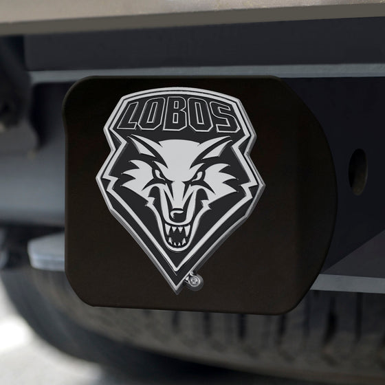 New Mexico Lobos Black Metal Hitch Cover with Metal Chrome 3D Emblem