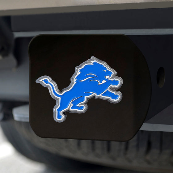 Detroit Lions Black Metal Hitch Cover - 3D Color Emblem