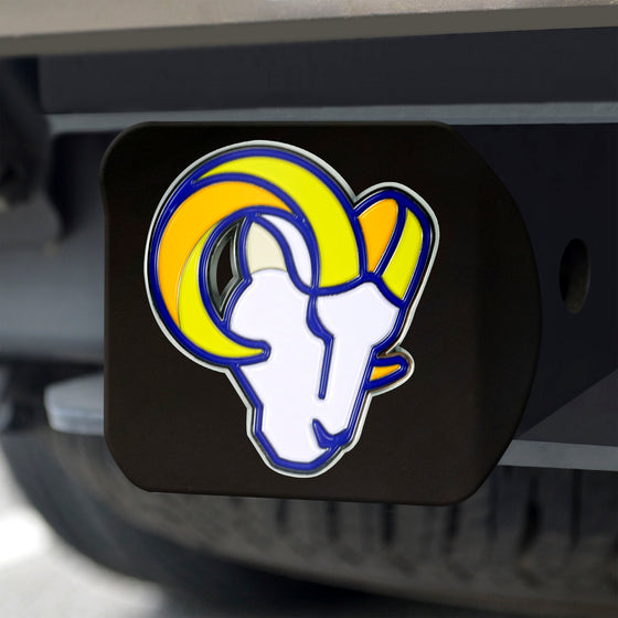 Los Angeles Rams Black Metal Hitch Cover - 3D Color Emblem