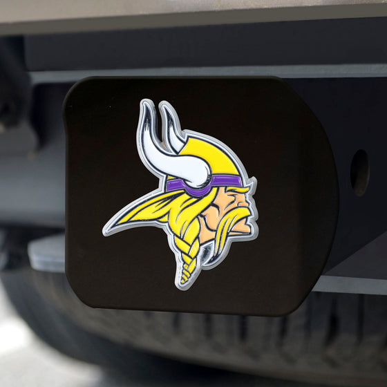 Minnesota Vikings Black Metal Hitch Cover - 3D Color Emblem