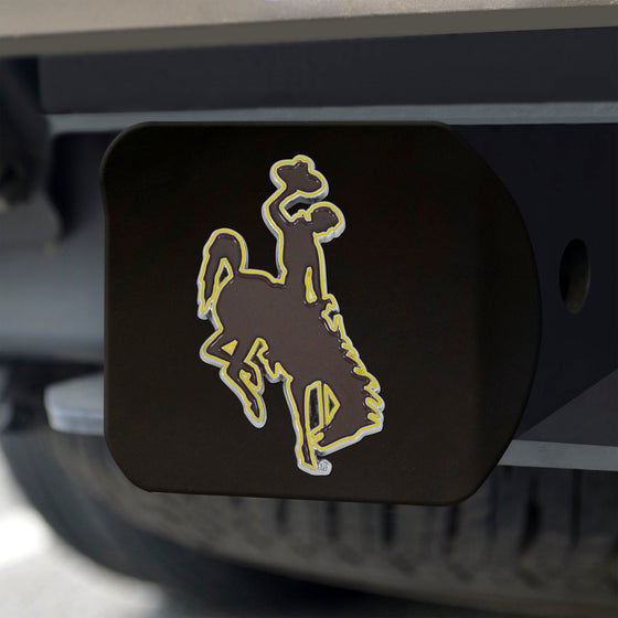 Wyoming Cowboys Black Metal Hitch Cover - 3D Color Emblem