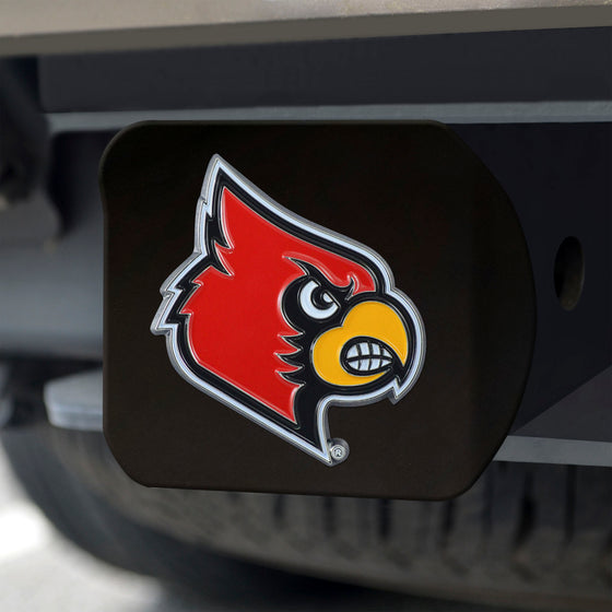 Louisville Cardinals Black Metal Hitch Cover - 3D Color Emblem