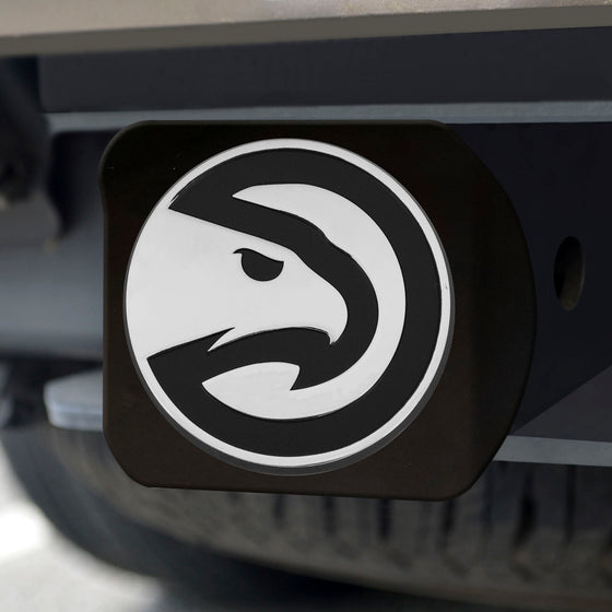 Atlanta Hawks Black Metal Hitch Cover with Metal Chrome 3D Emblem