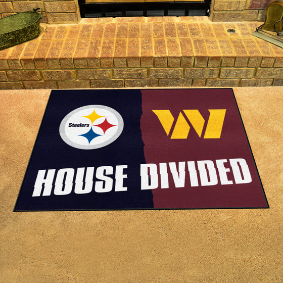 NFL House Divided - Steelers / Football Team House Divided Rug - 34 in. x 42.5 in.