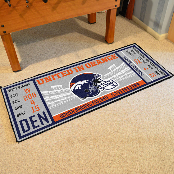 Denver Broncos Ticket Runner Rug - 30in. x 72in.