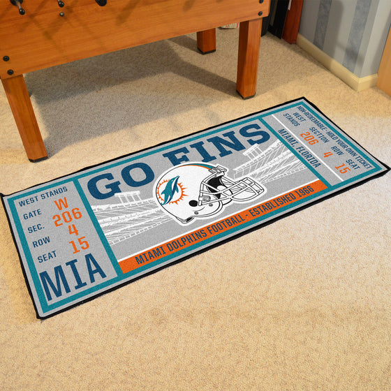 Miami Dolphins Ticket Runner Rug - 30in. x 72in.