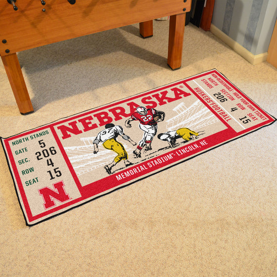 Nebraska Cornhuskers Ticket Runner Rug - 30in. x 72in.