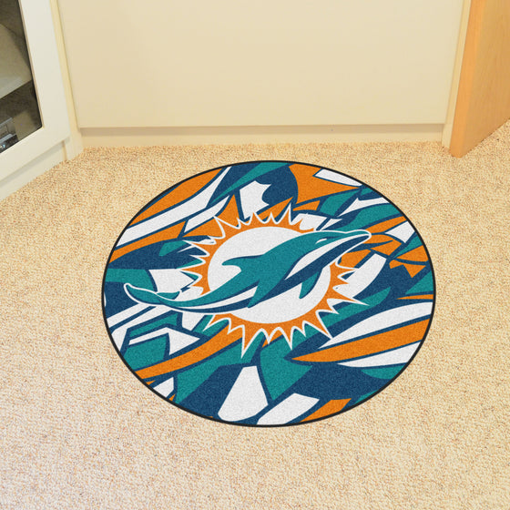 Miami Dolphins Roundel Rug - 27in. Diameter XFIT Design