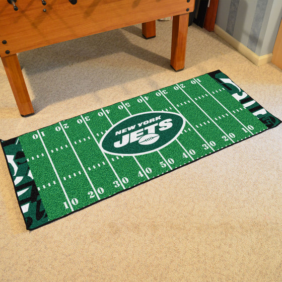 New York Jets Football Field Runner Mat - 30in. x 72in. XFIT Design