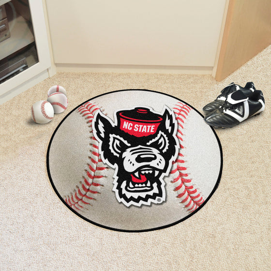 NC State Wolfpack Baseball Rug - 27in. Diameter, Wolf Logo