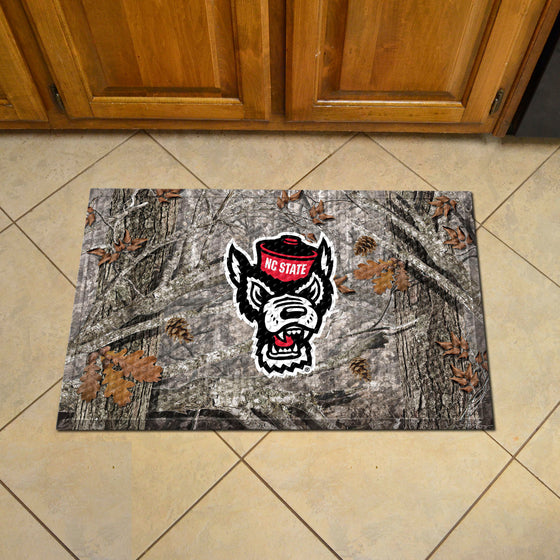 NC State Wolfpack Rubber Scraper Door Mat Camo, Wolfie Logo