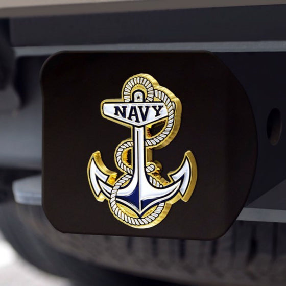 Naval Acdemy Black Metal Hitch Cover - 3D Color Emblem