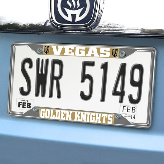Vegas Golden Knights Chrome Metal License Plate Frame, 6.25in x 12.25in