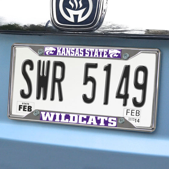 Kansas State Wildcats Chrome Metal License Plate Frame, 6.25in x 12.25in