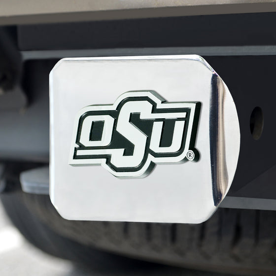 Oklahoma State Cowboys Chrome Metal Hitch Cover with Chrome Metal 3D Emblem