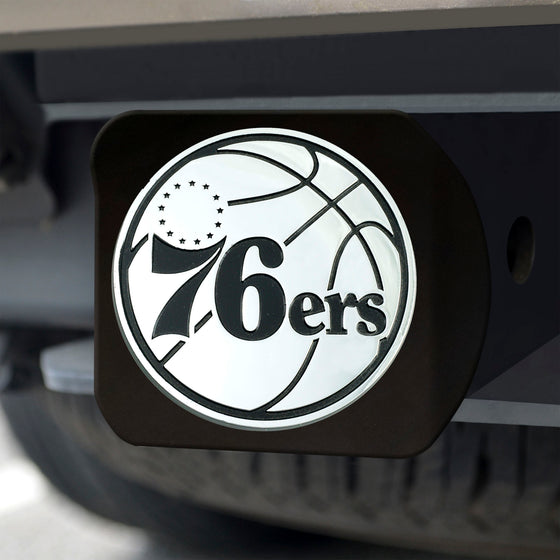 Philadelphia 76ers Black Metal Hitch Cover with Metal Chrome 3D Emblem