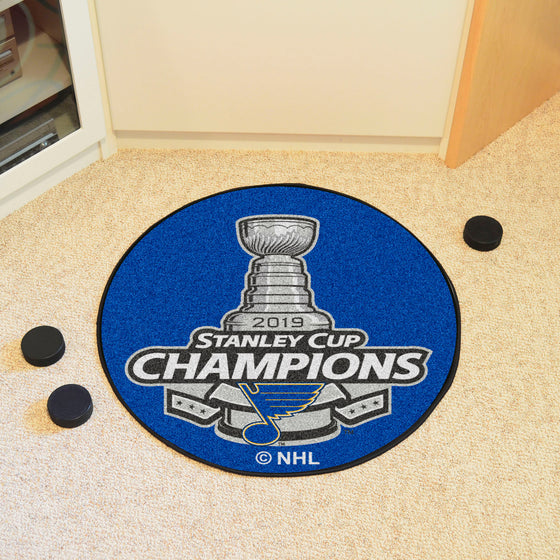 St. Louis Blues Hockey Puck Rug - 27in. Diameter, 2019 Stanley Cup Champions