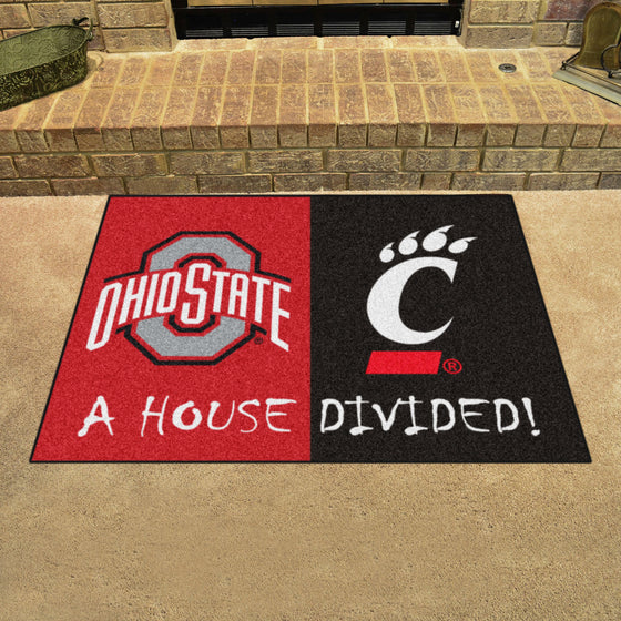 House Divided - Ohio State/Cincinnati House Divided House Divided Rug - 34 in. x 42.5 in.