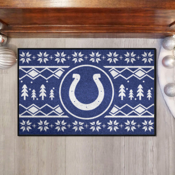 Indianapolis Colts Holiday Sweater Starter Mat Accent Rug - 19in. x 30in.