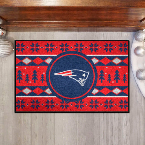 New England Patriots Holiday Sweater Starter Mat Accent Rug - 19in. x 30in.