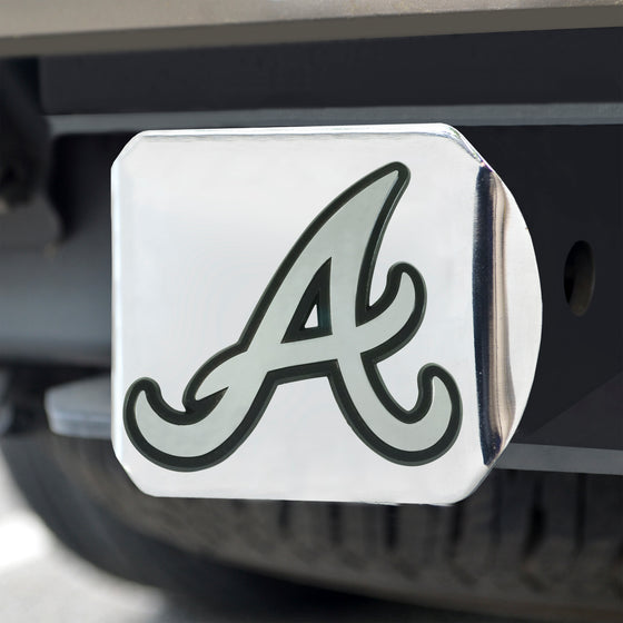 Atlanta Braves Chrome Metal Hitch Cover with Chrome Metal 3D Emblem