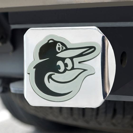 Baltimore Orioles Chrome Metal Hitch Cover with Chrome Metal 3D Emblem