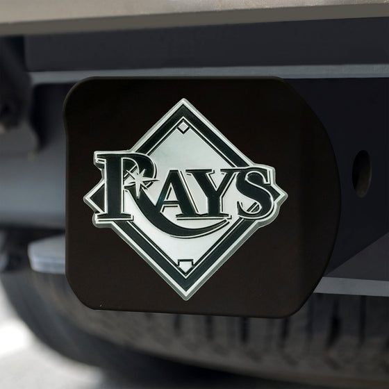 Tampa Bay Rays Black Metal Hitch Cover with Metal Chrome 3D Emblem