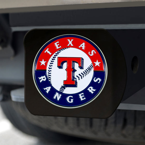 Texas Rangers Black Metal Hitch Cover - 3D Color Emblem