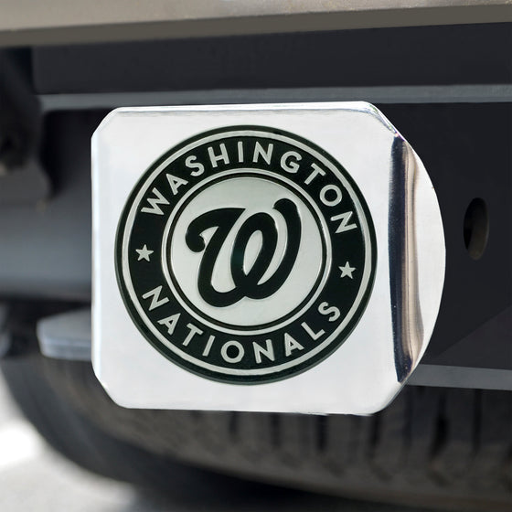 Washington Nationals Chrome Metal Hitch Cover with Chrome Metal 3D Emblem
