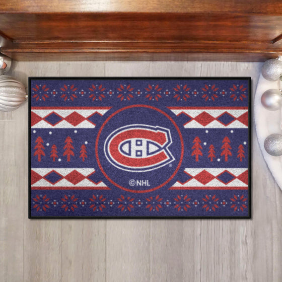 Montreal Canadiens Holiday Sweater Starter Mat Accent Rug - 19in. x 30in.