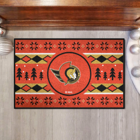 Ottawa Senators Holiday Sweater Starter Mat Accent Rug - 19in. x 30in.