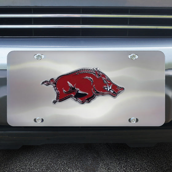 Arkansas Razorbacks 3D Stainless Steel License Plate