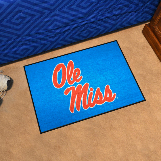 Ole Miss Rebels Starter Mat Accent Rug - 19in. x 30in., Light Blue Alternate