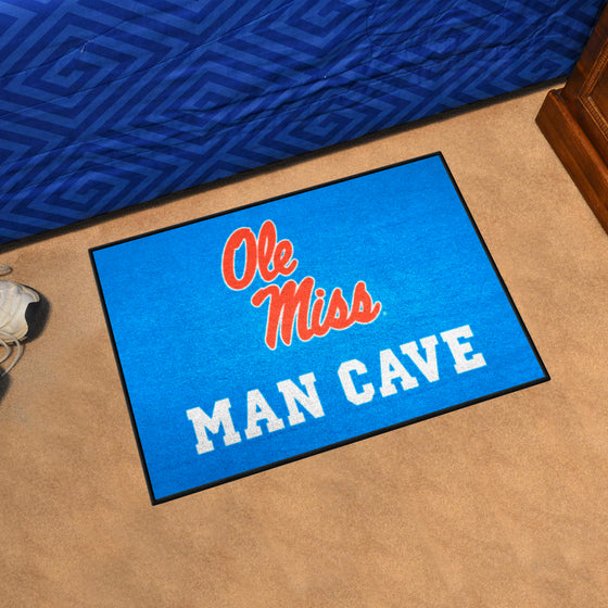 Ole Miss Rebels Man Cave Starter Mat Accent Rug - 19in. x 30in., Light Blue Alternate