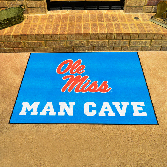 Ole Miss Rebels Man Cave All-Star Rug - 34 in. x 42.5 in., Light Blue Alternate