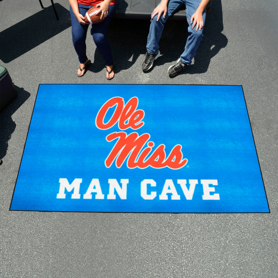 Ole Miss Rebels Man Cave Ulti-Mat Rug - 5ft. x 8ft., Light Blue Alternate