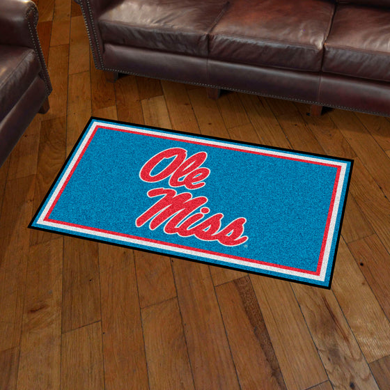 Ole Miss Rebels 3ft. x 5ft. Plush Area Rug, Light Blue Alternate