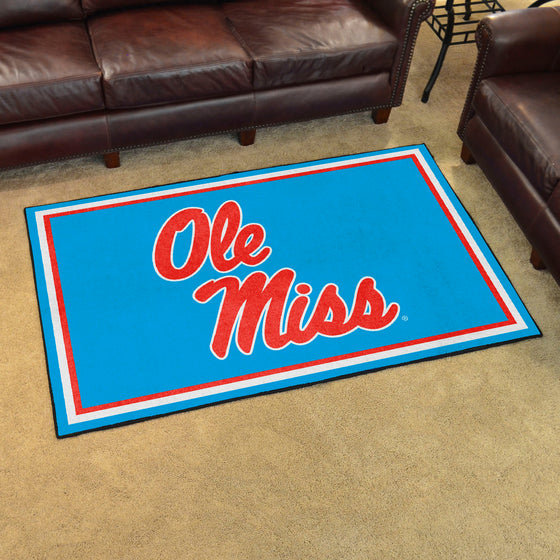 Ole Miss Rebels 4ft. x 6ft. Plush Area Rug, Light Blue Alternate