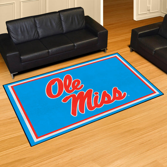 Ole Miss Rebels 5ft. x 8 ft. Plush Area Rug, Light Blue Alternate