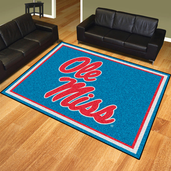 Ole Miss Rebels 8ft. x 10 ft. Plush Area Rug, Light Blue Alternate