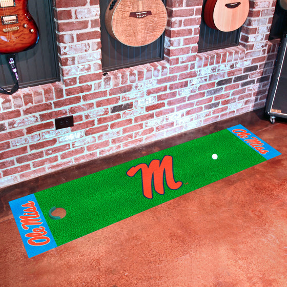 Ole Miss Rebels Putting Green Mat - 1.5ft. x 6ft., Light Blue Alternate