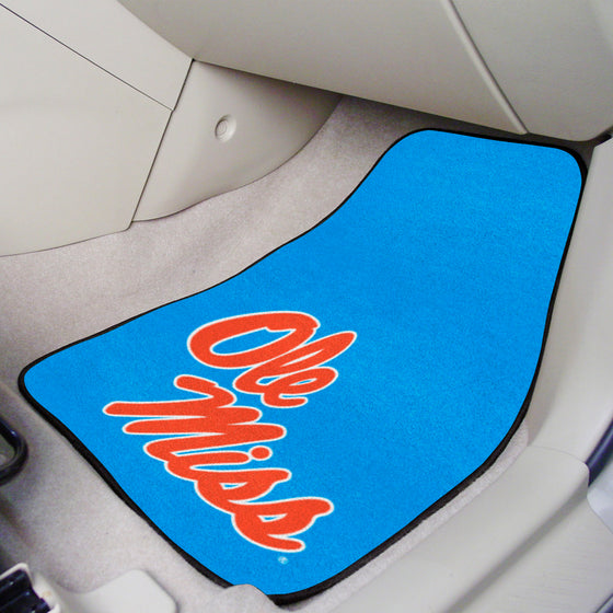 Ole Miss Rebels Front Carpet Car Mat Set - 2 Pieces, Light Blue Alternate