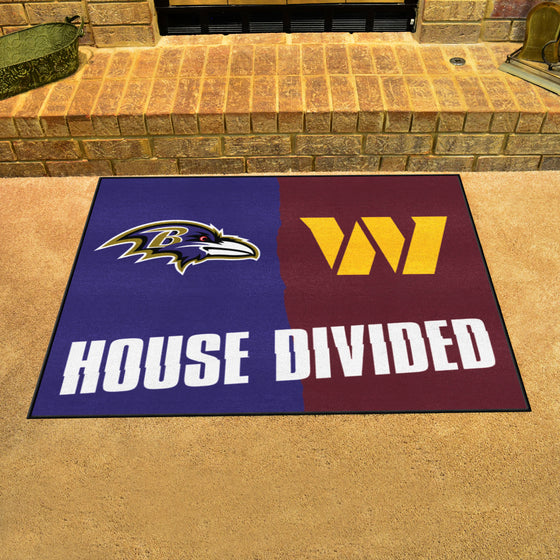 NFL House Divided - Ravens / Football Team House Divided Rug - 34 in. x 42.5 in.